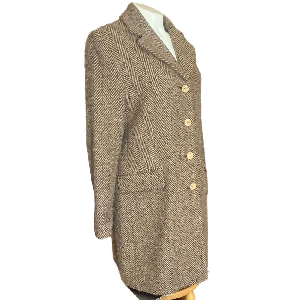 Pendleton Herringbone Tan Button Up Lined Wool Co… - image 4